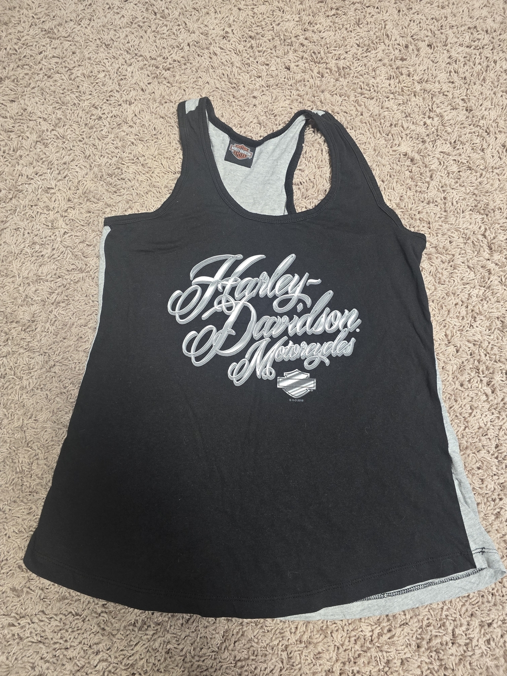 Harley-Davidson Black Tank Top with Silver Script Logo